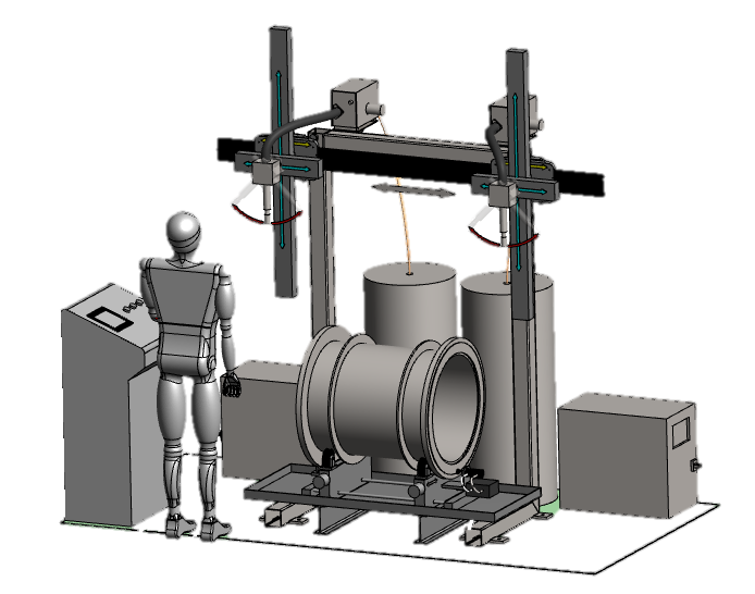 SODEC-Machine-speciale-Conception 3D d’une potence de soudage double torche